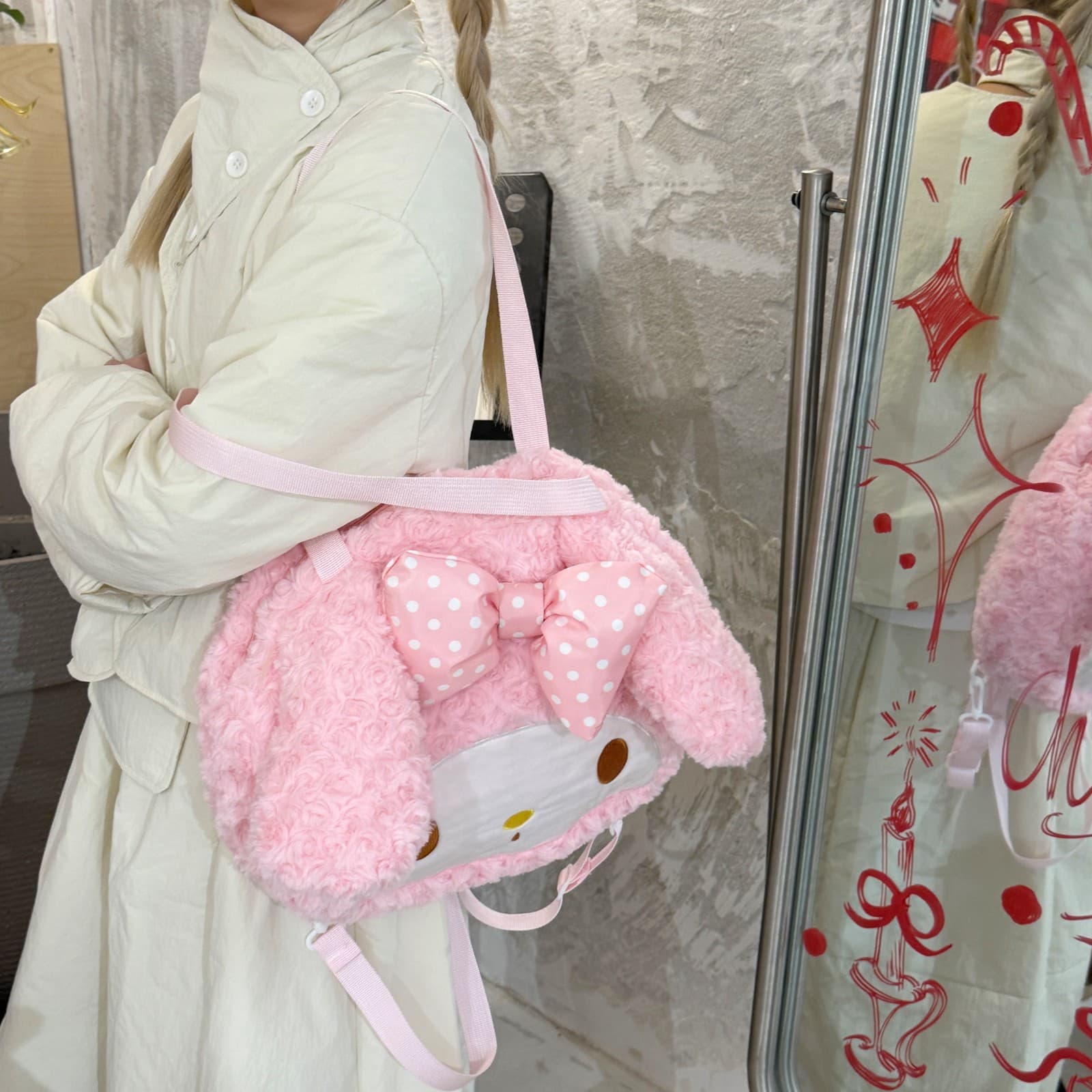 2025 New In Fluffy Bag Autumn Winter Japanese Tote Bag Cute Student Backpack Girls Trendy Plush Bag