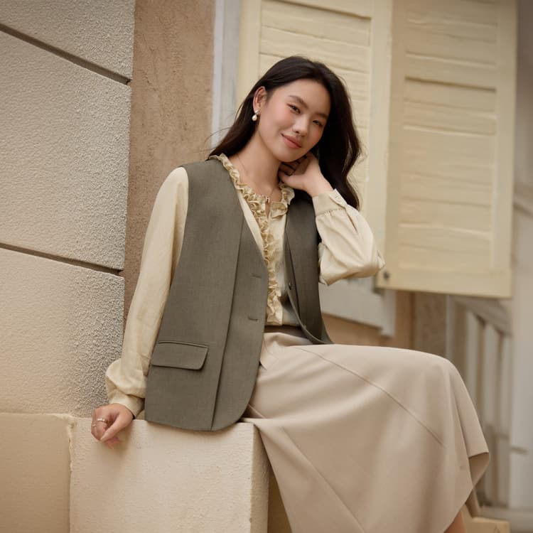 [Radiant Style Layering V-neck Vest for Early Autumn] Slim & Plus Size Women's Clothing 2025 Autumn New Arrivals