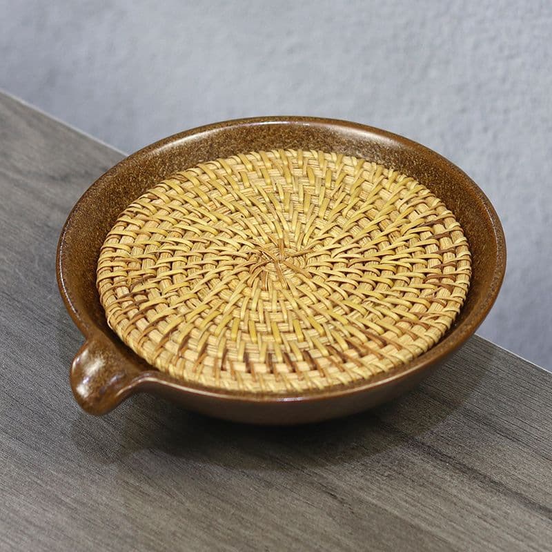 Coarse pottery teapot stand, dry brewing platform, water storage and teapot nurturing, Japanese ceramic Kung Fu tea set tray, tea tray, antique teapot holder
