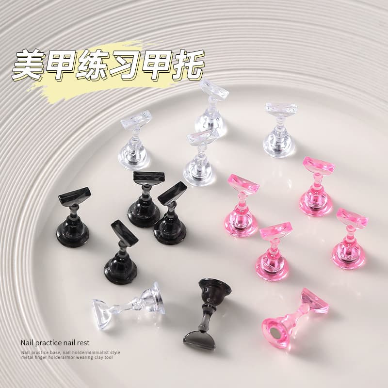 Nail Art Small Chess Piece Nail Holder Japanese Ice Transparent Colorful Nail Bracket Transparent with Magnet Manicure Tools Wholesale