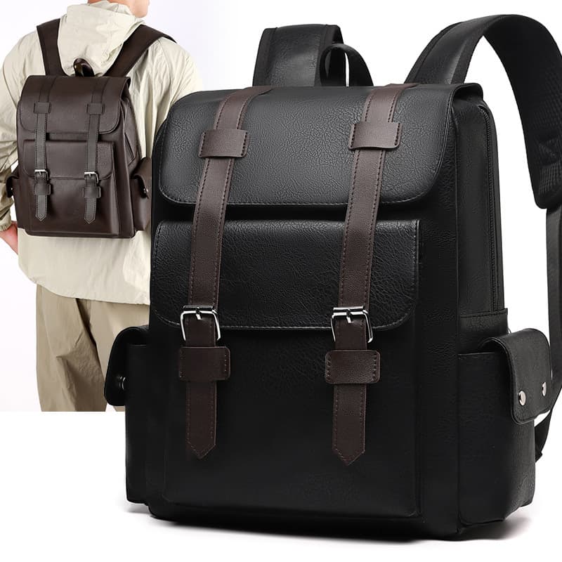 Korean Style Large Capacity Soft PU Unisex Backpack Casual Trendy Student School Computer Travel Bag