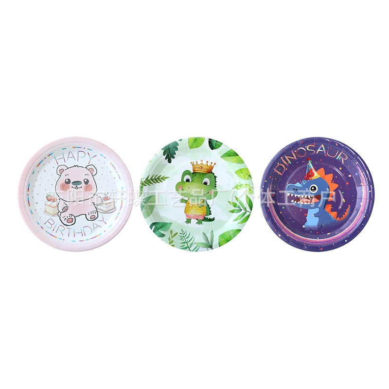 Cartoon Disposable Paper Plates Party Dinnerware Dinosaur Bear Animal Plates Kids Birthday Party Cake Plates