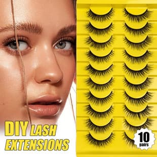 Cross-Border EU Export Fox-Eye Lashes 10-Pair Natural Thick Curly Long Full Strip Lashes