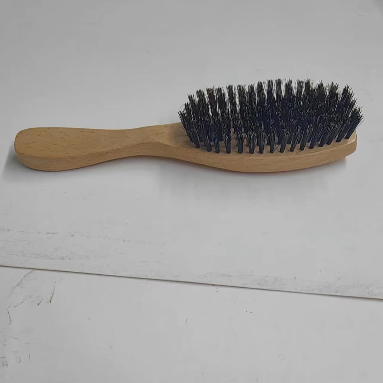 Cross-border hairdressing boar bristle wavy hair smoothing comb solid wood beard comb broken hair oil head brush to nourish fluffy hair