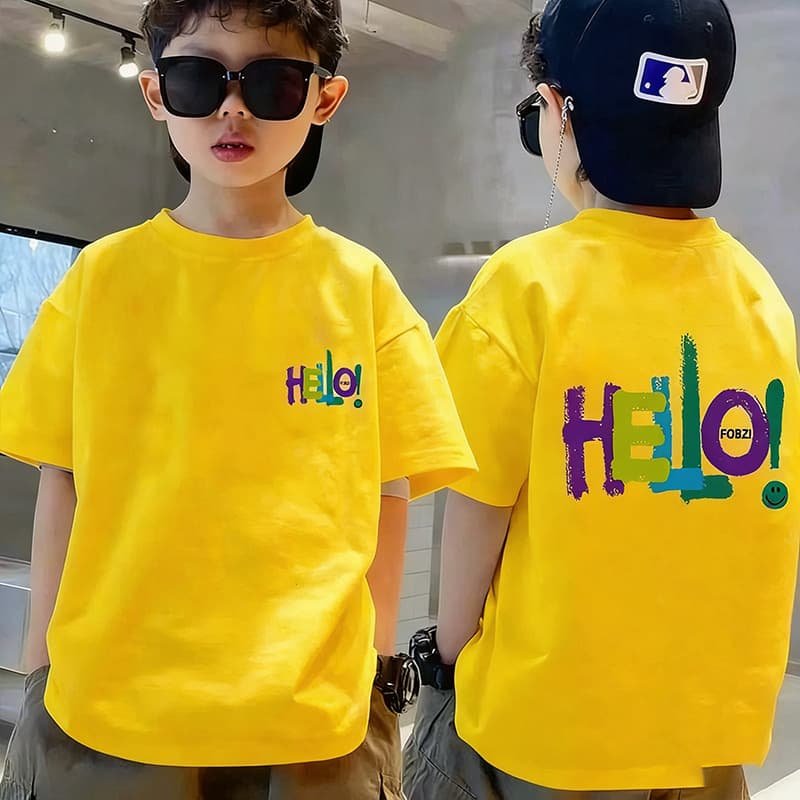 100% Cotton Boys' T-Shirt Short Sleeve Summer Children's Youth Top Half Sleeve Fashion Style