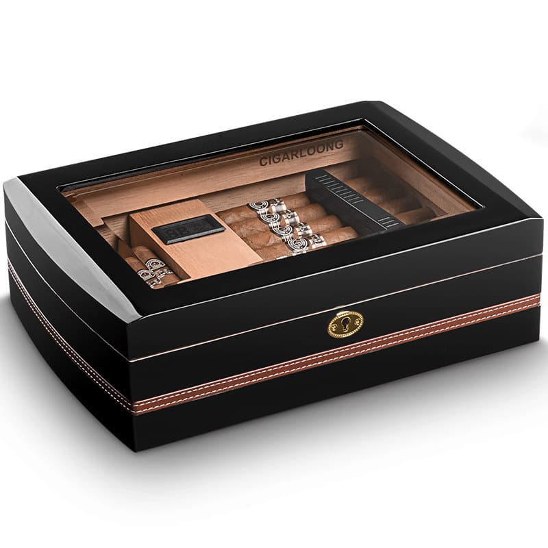 Cuba Imported Cedar Wood Transparent Cigar Box Humidor Moisturizing Box Ebony Wood Humidor