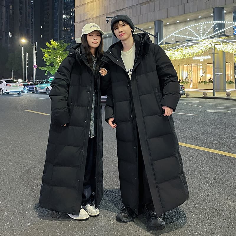 New Super Long Ankle-length Down Jacket Autumn Couple Wholesale Unisex Loose Korean Style Casual Warm Coat