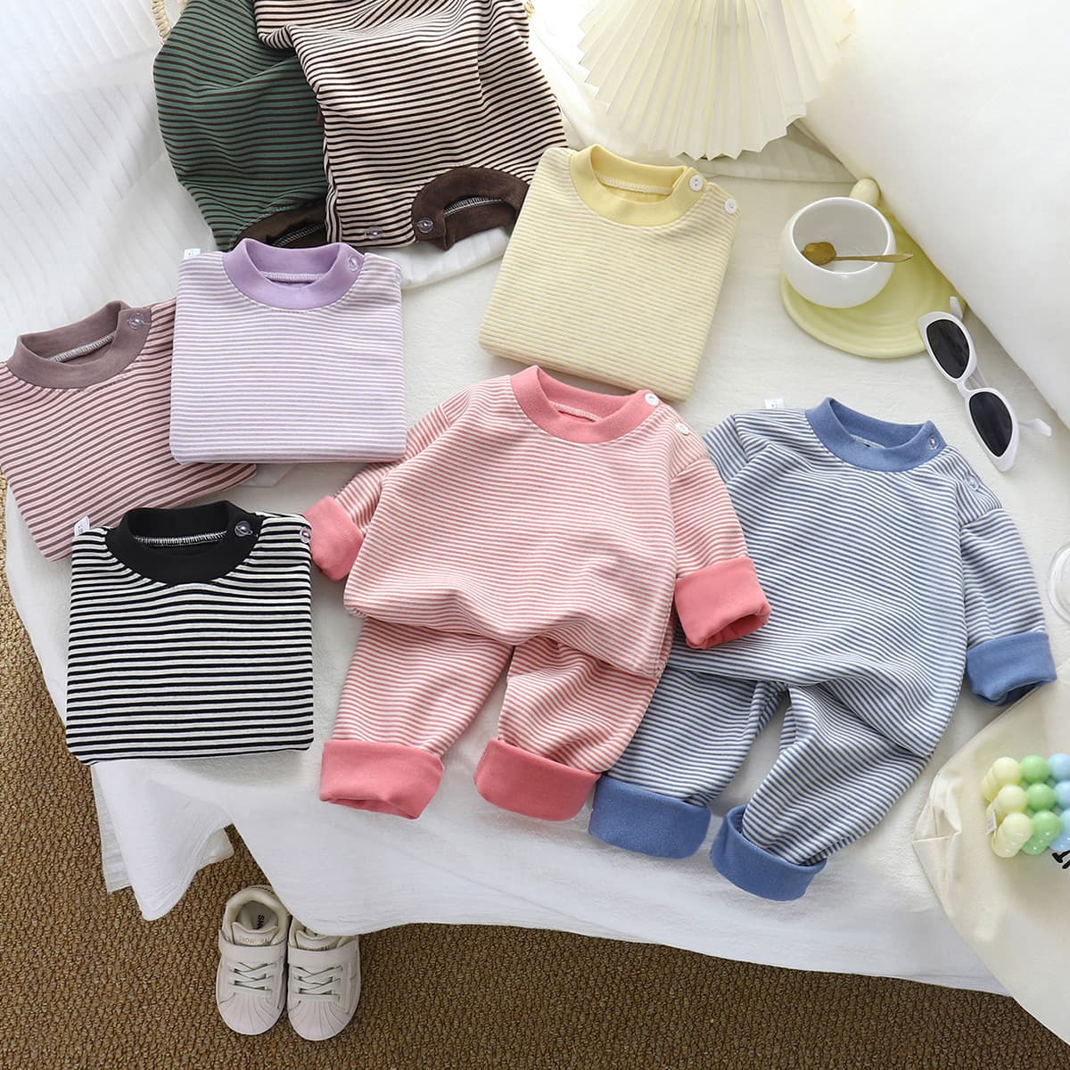 Vintage Kids Thermal Underwear Set Wool Silk Dralon Boys Winter Thermal Underwear Girls Homewear Set