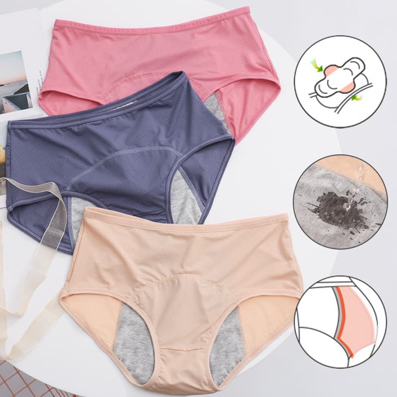 Overseas Cross-Border Plus Size Menstrual Panties Leak-Proof Mid-High Waist Breathable Period Panties for Women