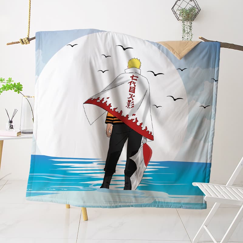 Spring/Summer Lightweight Air Conditioning Blanket with Cartoon Print of Naruto Uzumaki, Single 1.5m Summer Cool Blanket, Drop Shipping Available