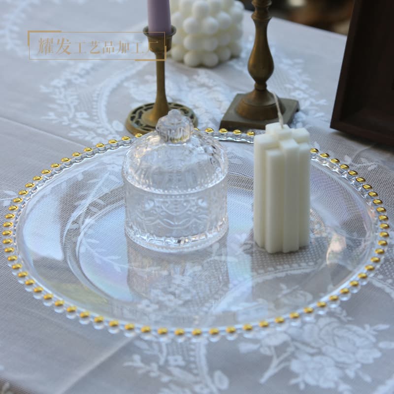 Clear PS charger plate for wedding and Christmas party decorations from foreign trade factory