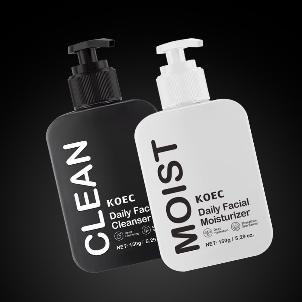 KOEC Men's Facial Skincare Set Cleansing Face Wash Moisturizing Cream Duo 150g Cross-border Bestseller Wholesale