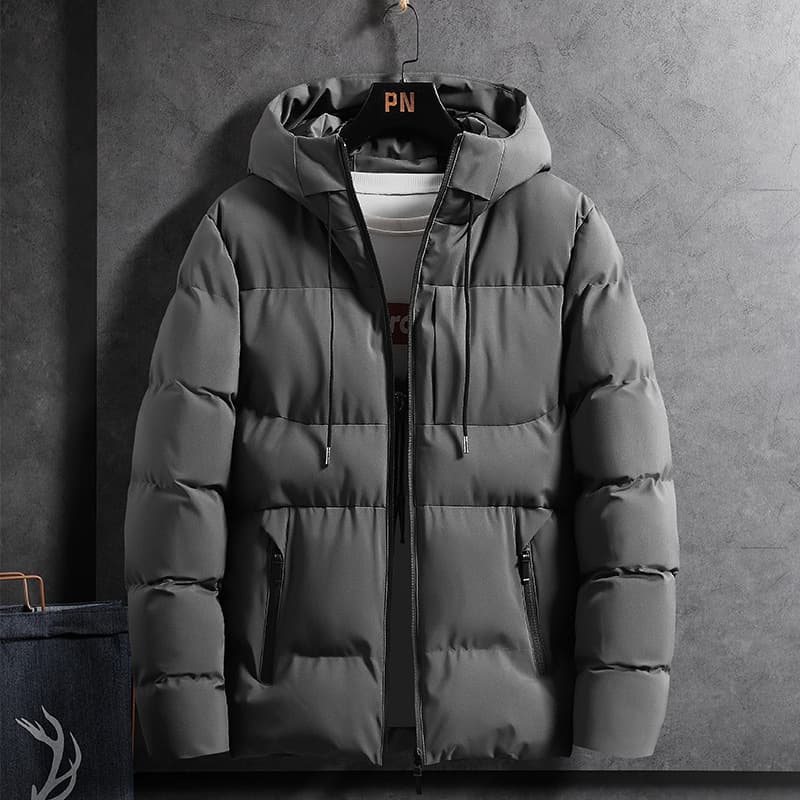 New Winter Cotton Jacket for Men Thick Warm Coat Padded Hooded Short Workwear Puffer Style