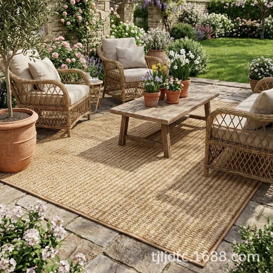 Cross-Border Imitation Sisal Two-Tone Carpet Living Room Cat Claw Resistant Sofa Coffee Table Pineapple Loop Carpet Wabi-Sabi Style Bedroom Carpet
