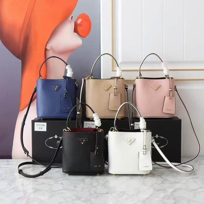 2025 New Fashion Versatile Cross-Grain Leather Triangle Logo Large Capacity Handheld Bucket Bag Shoulder Crossbody Bag for Women
