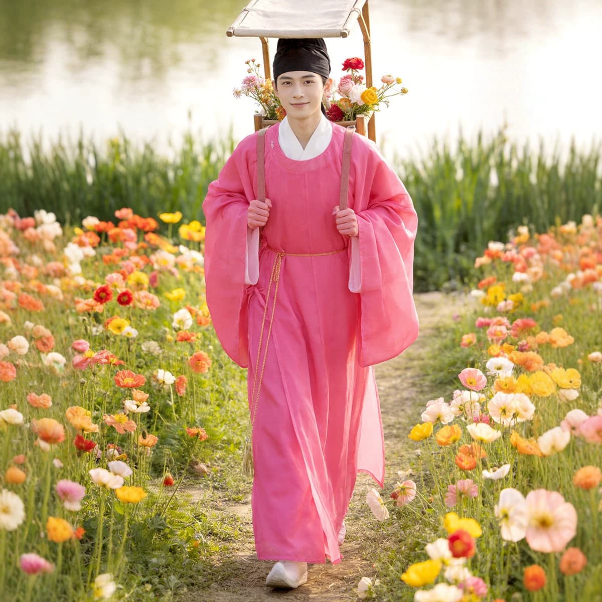 Original Tang-Style Hanfu Men's Round Collar Robe Restoration Style Daily Wear Scholar Knight Ancient Costume Spring Autumn Taoist Robe
