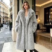 Cross-Border Faux Teddy Fleece Fluffy Coat Women Faux Fur Extended Notch Lapel Long Winter Women Coat Jacket