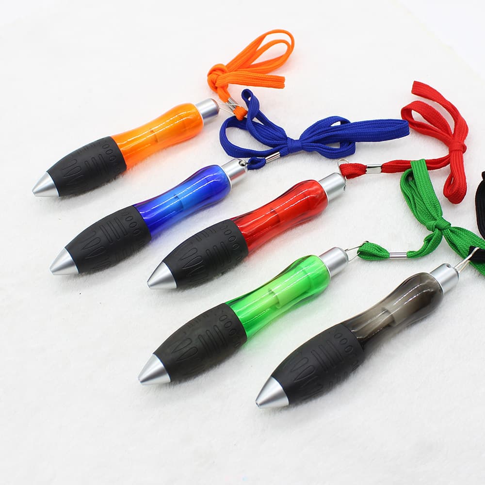 Short Push Button Black Fat Round Ballpoint Pen Lanyard Thick Pen Skin Cover Multi-Functional Office Pen