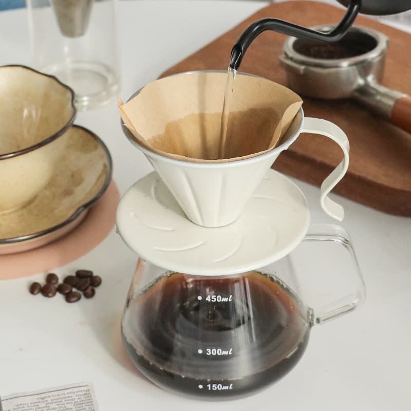 Stainless Steel Filter Off-White Coffee Funnel 304 Pour-Over Kettle Coffee Set Accessory