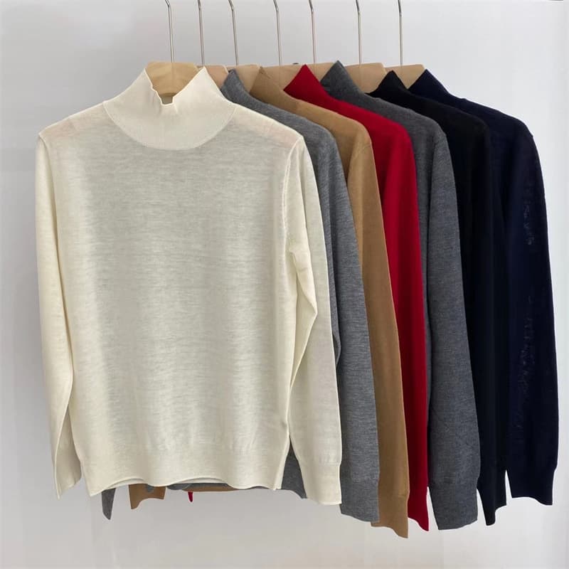 JOS* original factory 100 worsted cashmere 18-gauge semi-turtleneck clean classic versatile knit thin B stock base layer