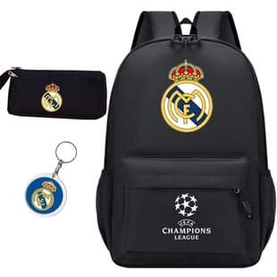 Three-piece set UEFA Champions League football backpack, Real Madrid, Barcelona large capacity backpack, Arsenal, Bayern Munich sports backpack for men