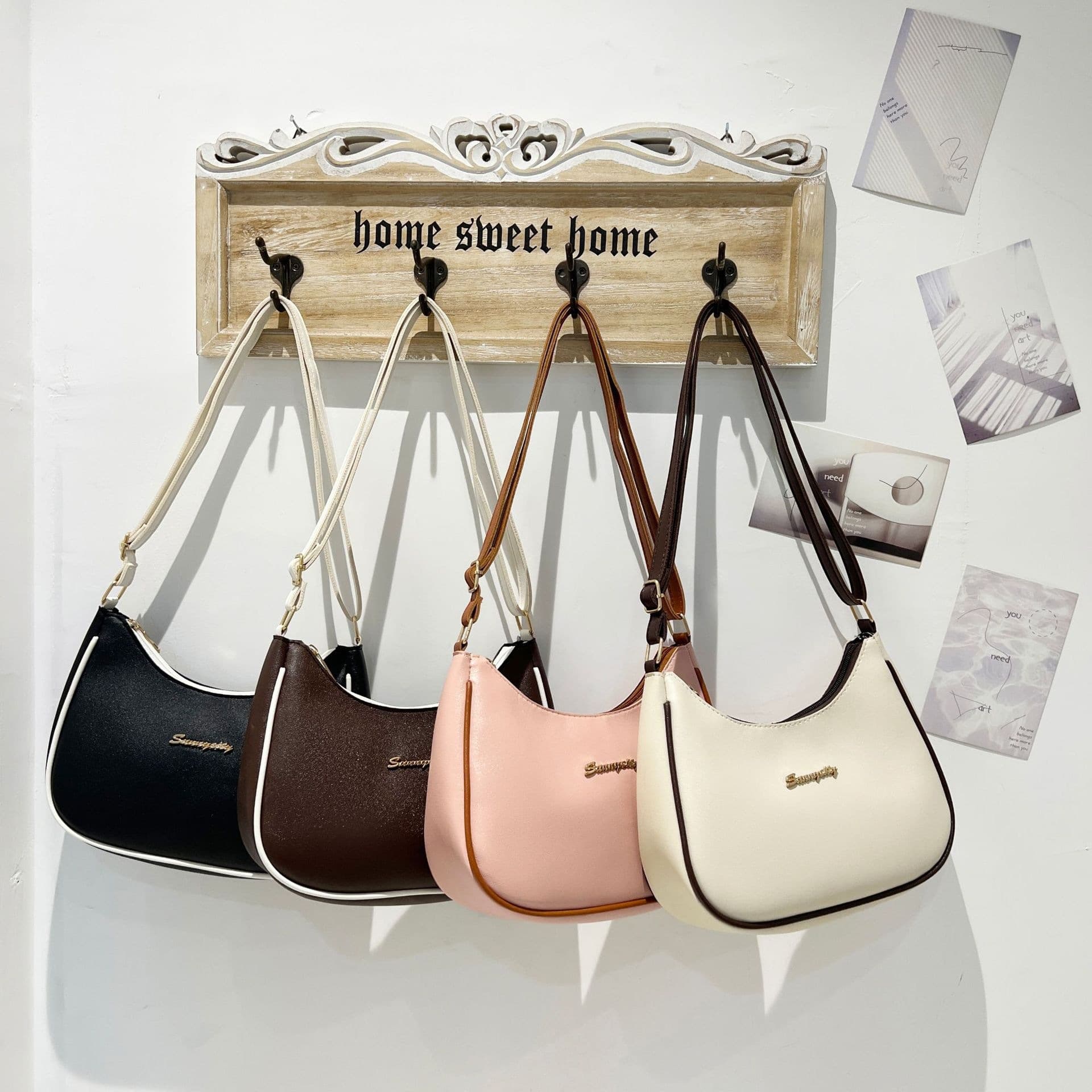 Contrast color armpit bag 2023ladies handbag bag ladies high-end crossbody bag female Korean style shoulder bag