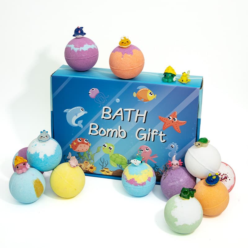 Cross-border Ocean Toy Bath Bomb 70g*12 Pack Gift Box Bubble Bath Ball Bath Bombs Ocean Gift Set In Stock