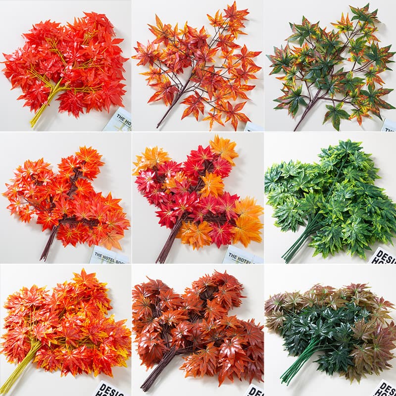 Artificial Landscape Rattan Decoration Red Plastic Chicken Maple Chicken Claw Leaves Branches Maple Leaves Red Maple Leaves