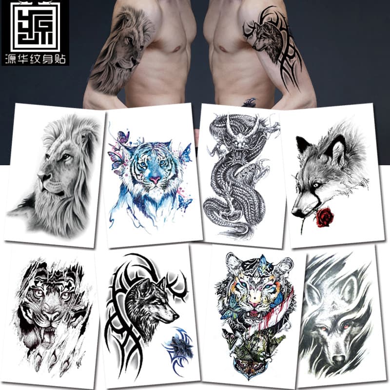 Flower Arm Tattoo Stickers Yuanhua Tattoo Stickers Manufacturer In Stock Wholesale Waterproof Half Arm Tattoos Cross-Border Supply