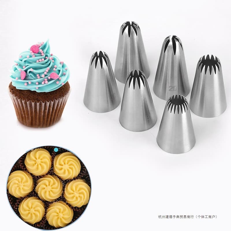 Small medium cream cookie decorating nozzle 6 teeth 8 teeth 10 teeth 12 teeth 15 teeth stainless steel decorating nozzle