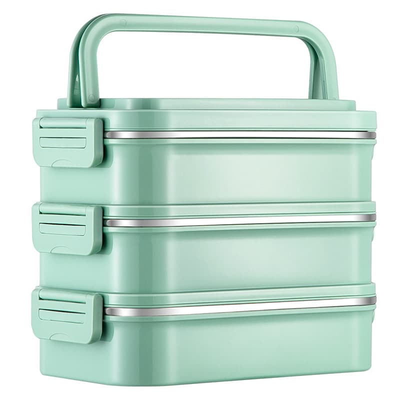 Qijia 304 Stainless Steel Insulated Lunch Box Portable Multi-layer Adult Bento Box Square Meal Container for Work And School