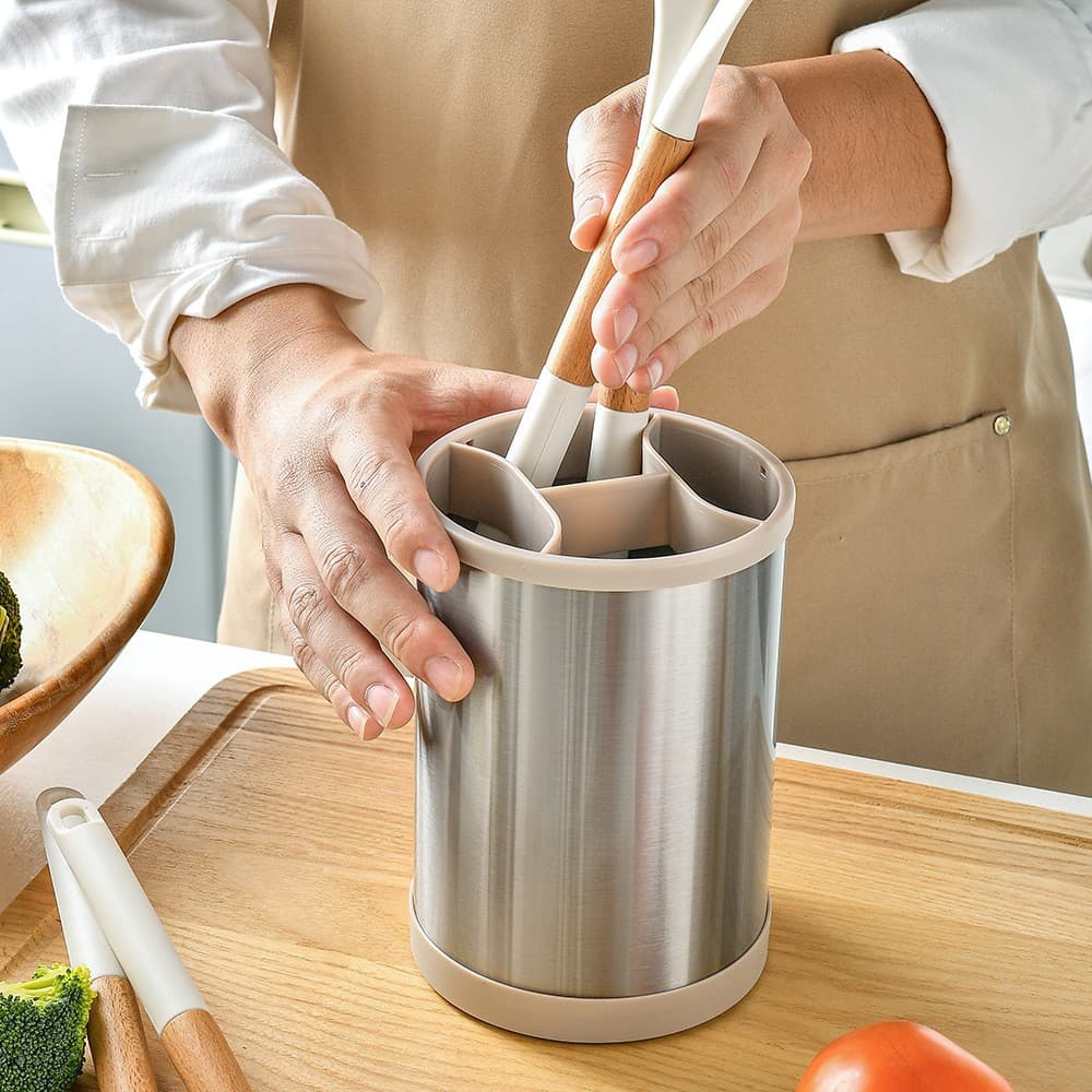 Cross-border Multifunctional Stainless Steel Rotating Storage Canister Kitchen Tableware Holder Chopstick Utensil Storage Rack