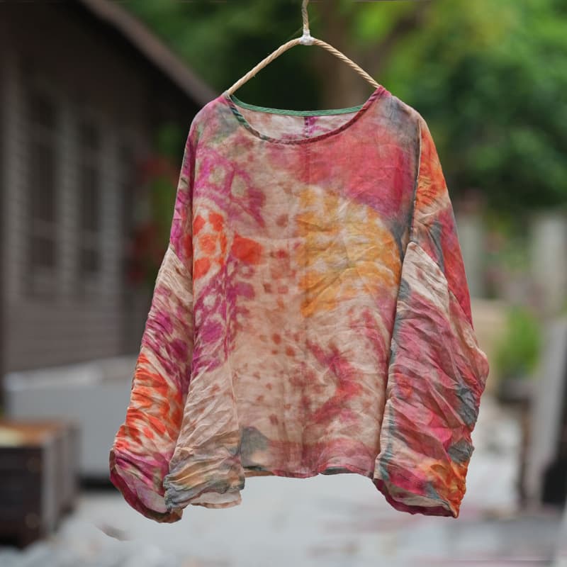 4485 Original Digital Print Shirt Plus Size Women's High-Count Lightweight Ramie Artistic Long Shirt