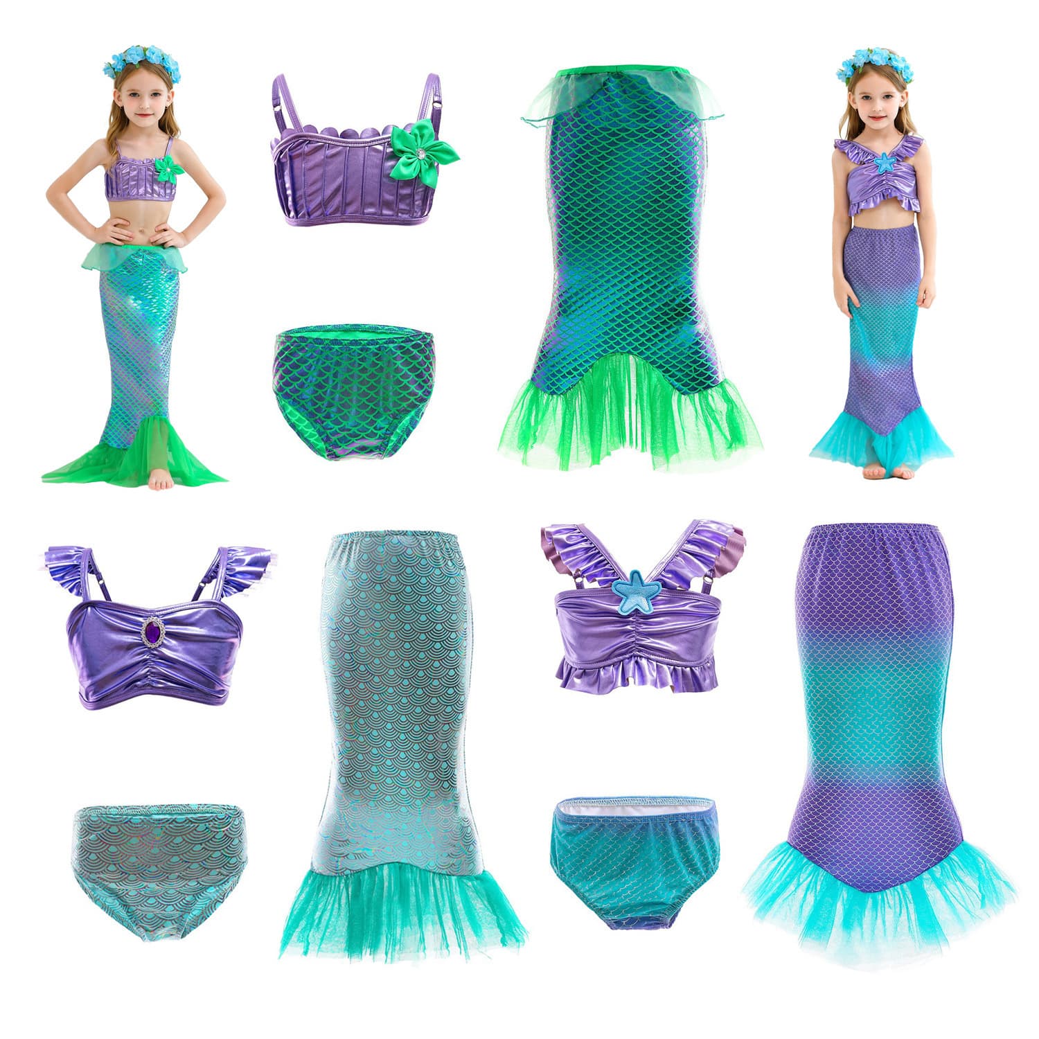 Baby Dress Mermaid Princess Dress for Girls Spring and Summer New Mermaid Tail Ball Gown Children's Clothing