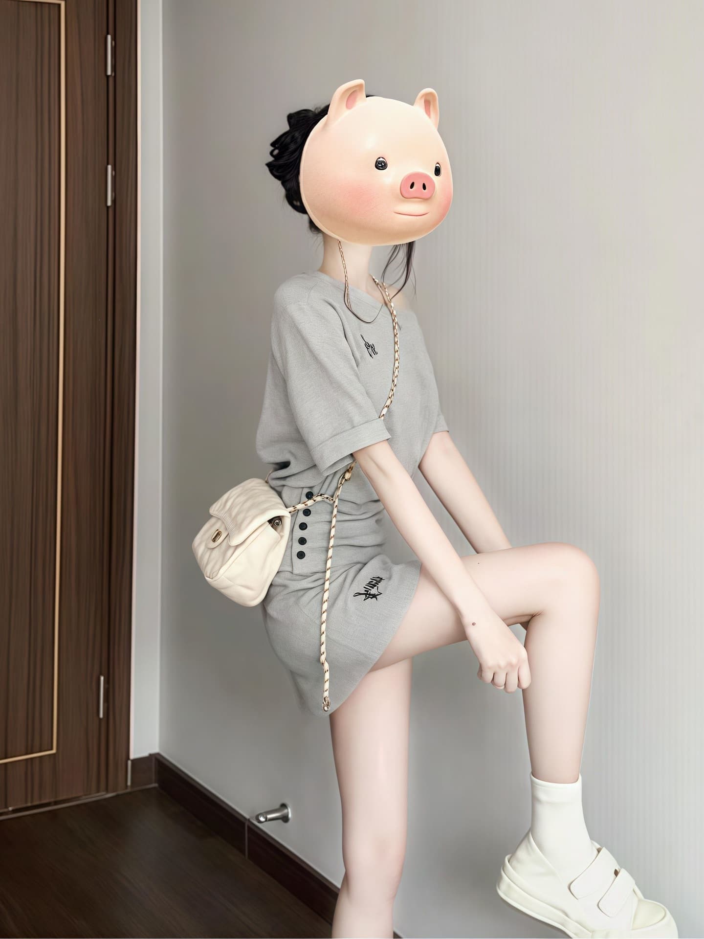 Korean-style Lazy Casual Sportswear Set for Women Summer Fashion Short Asymmetrical Neck Short Sleeve Short Skirt Petite Two-Piece Set