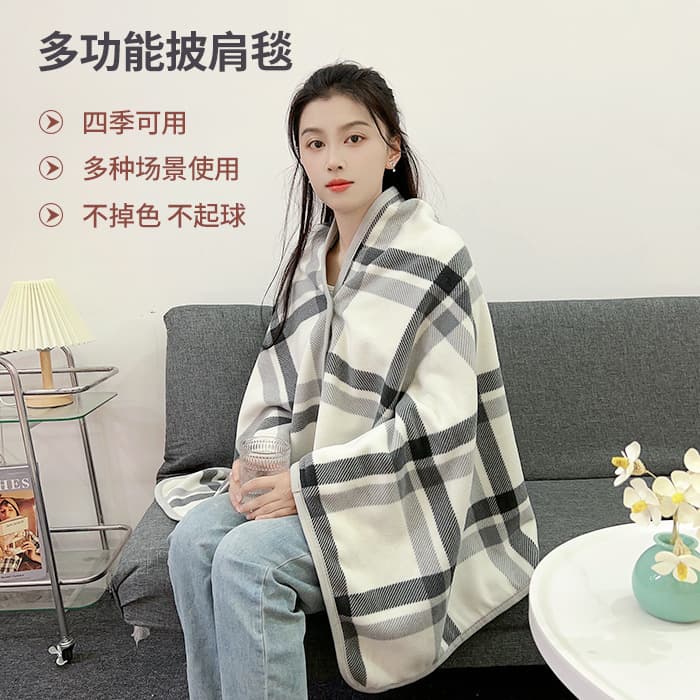 Cross-border trendy women's gray and white checkered shawl blanket, warm, stylish, high-quality, and brightly colored, wholesale.
