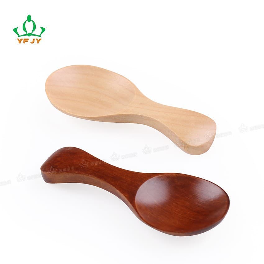 YFJY Japanese-style short-handled children's milk powder spoon made of hardwood, dual-color ice cream scoop, wholesale with custom logo available