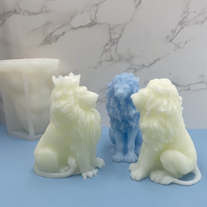 3D Sitting Lion King Silicone Mold DIY Lion Scented Candle Aromatherapy Stone Ornament Animal Plaster Silicone Mold