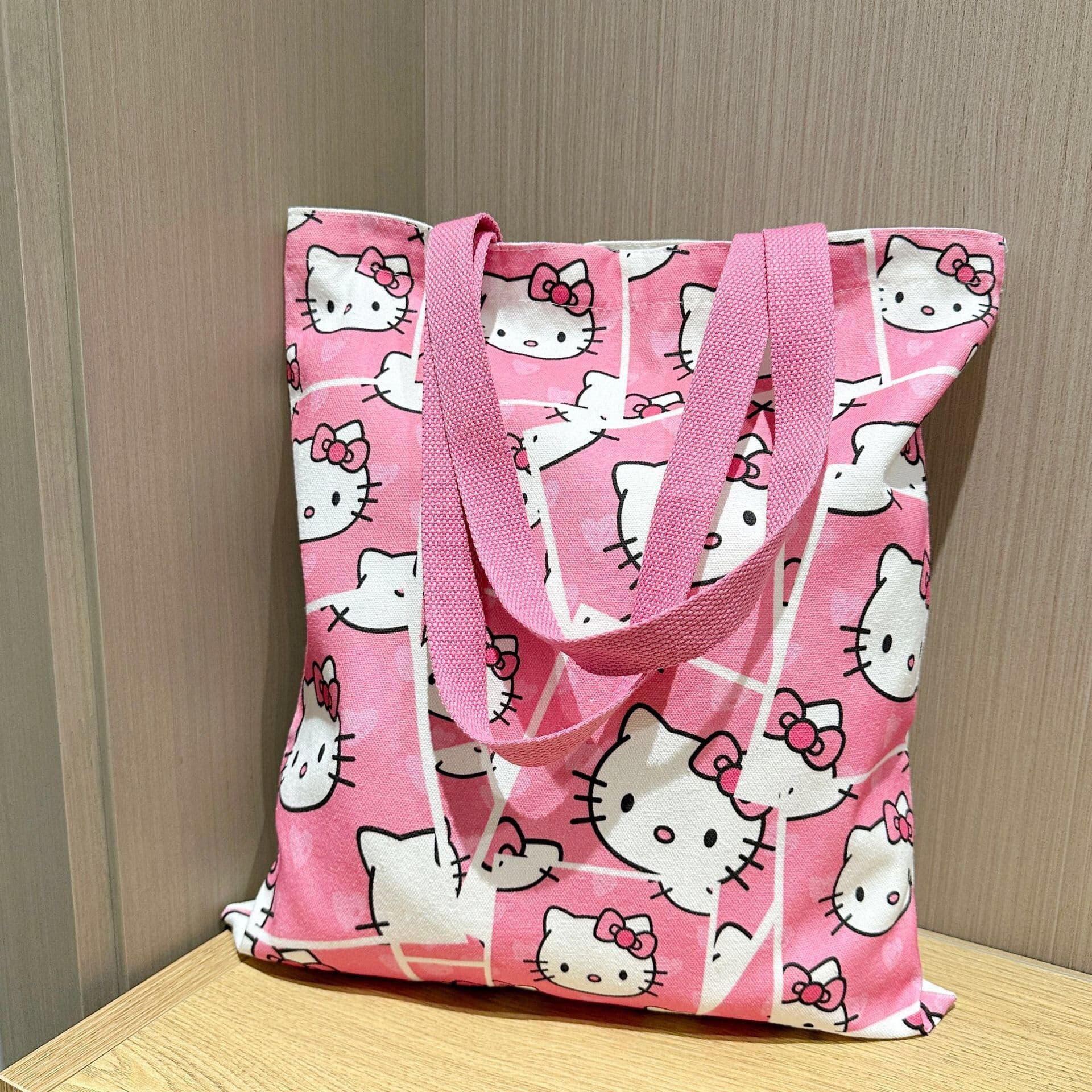 Hello Kitty 2024 New Canvas Bag Cute Kitty Cat Large Capacity Student Shoulder Bag Cartoon Handbag for Women