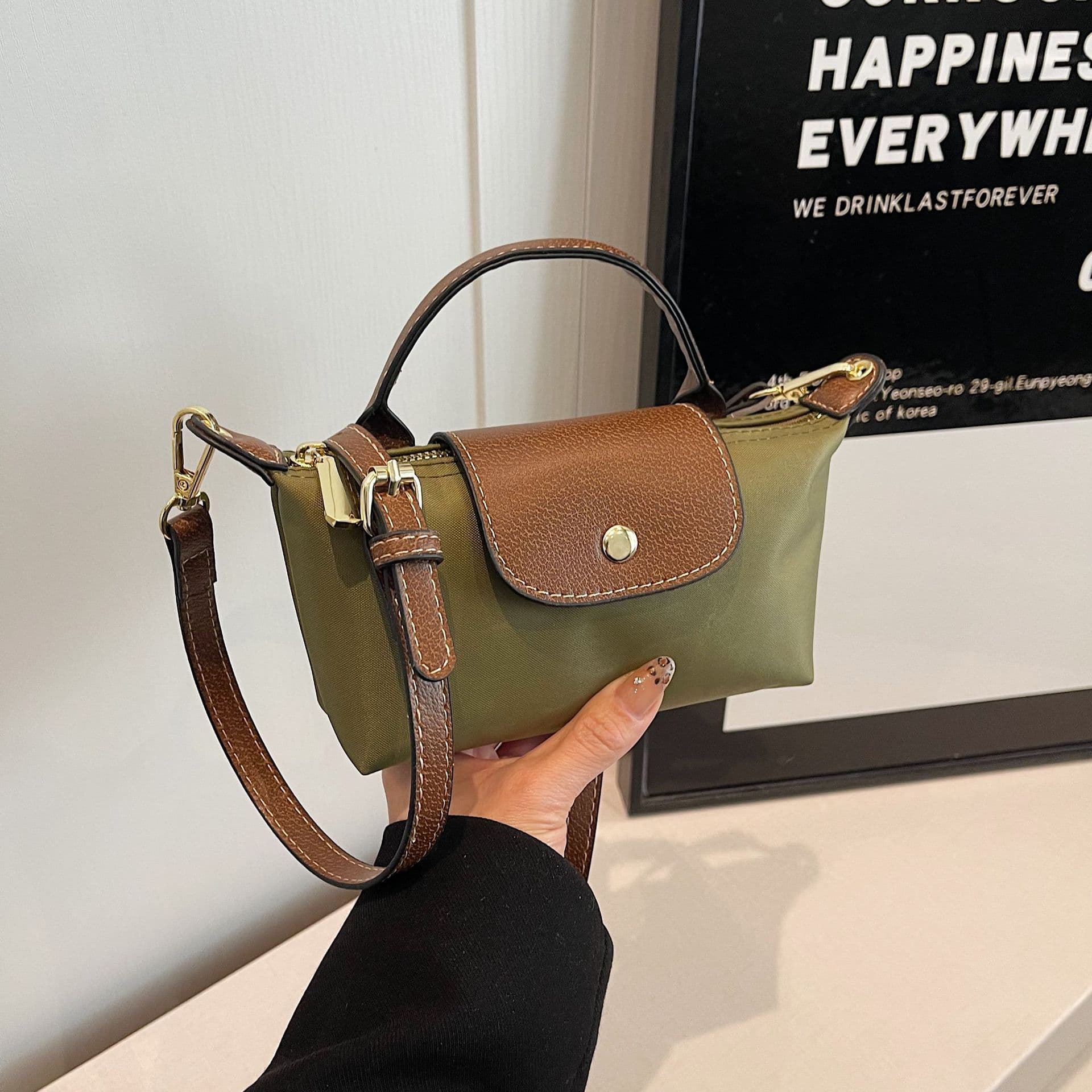 Cross-border French Oxford Brown bags, mini casual versatile handbag, trendy mini shoulder crossbody bag