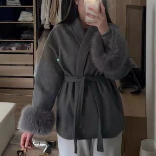 Amazon 2025 New Fall/Winter AliExpress Fashion Casual Soft Collar Pure Color Wool Coat