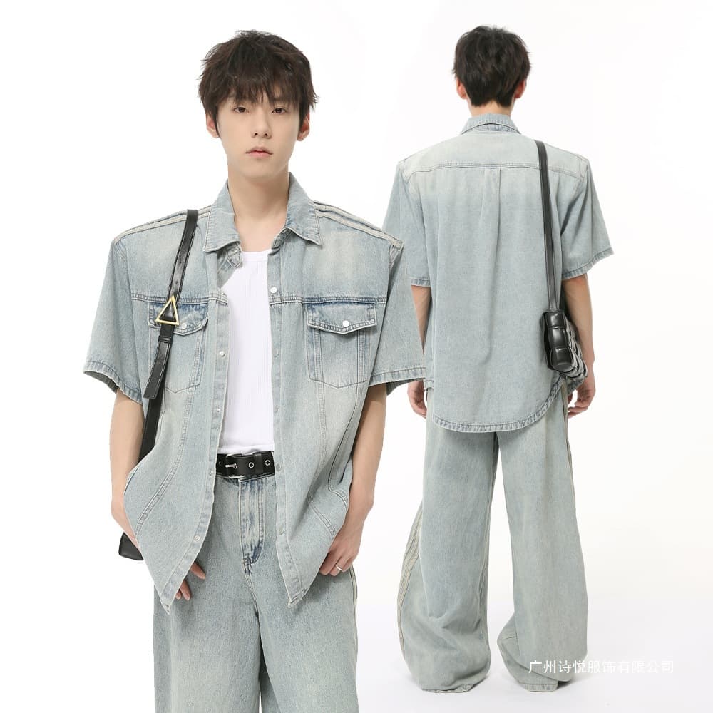 Men's Clothing | 2024 Summer New Products American Retro Side Bar Stripe Design Shoulder Pad Suit Trendy