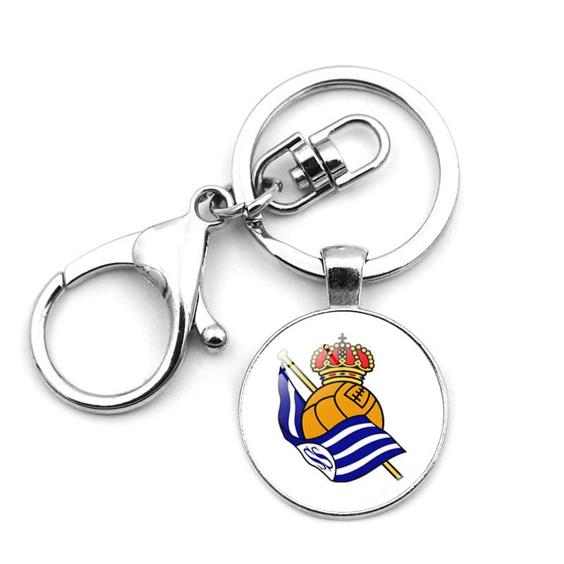 Top Five European Football League Club Logo Time Gem Keychain Pendant - Barcelona, Real Madrid, Manchester City, Inter Milan Merchandise
