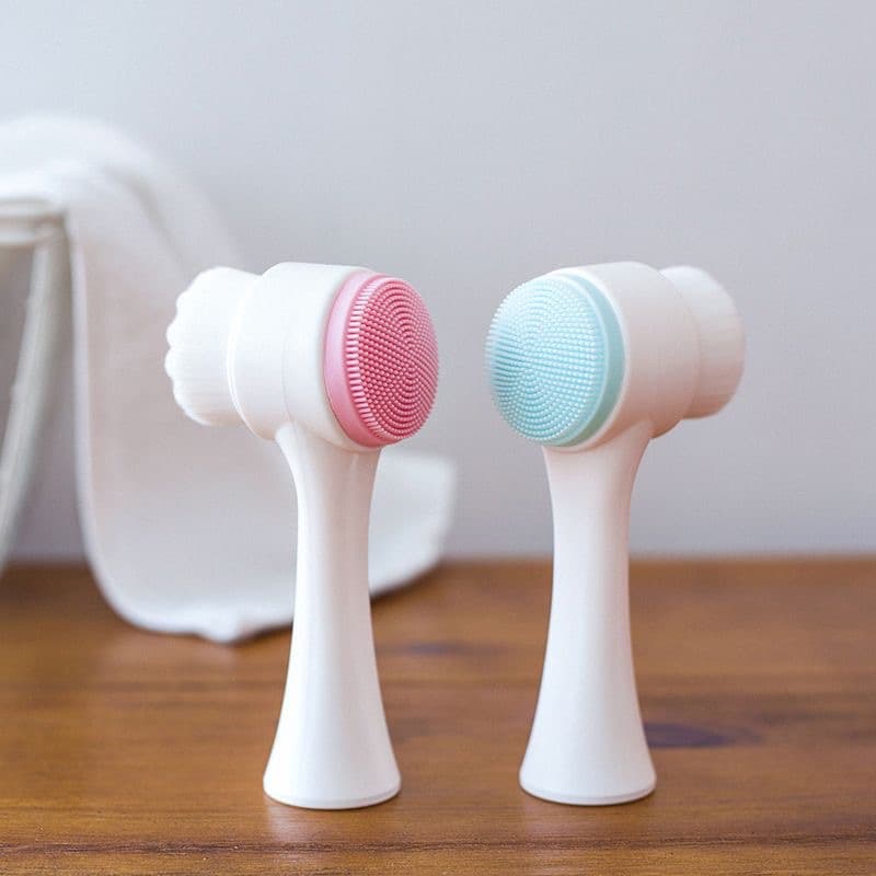 Silicone Double-Sided Facial Cleansing Brush Manual Soft Bristle Deep Clean Face Wash Brush