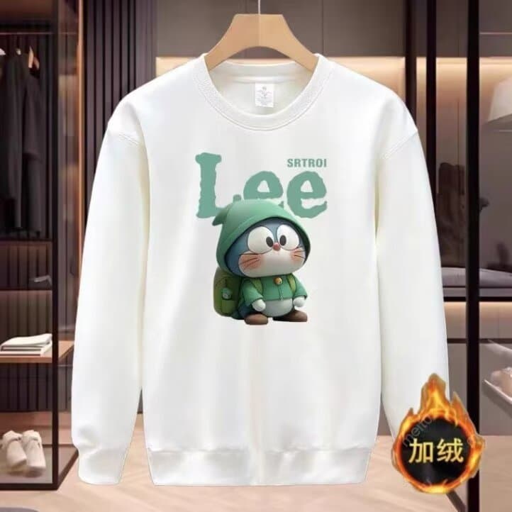 Trendy men's hoodie, popular style, cartoon round neck, casual American style, long-sleeved, fleece-lined, thickened for autumn and winter.
