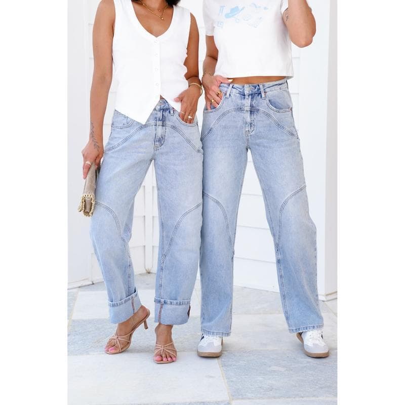 New dropshipping cross-border foreign trade Jeans high-waisted light-colored washed bucket jeans with wide legs