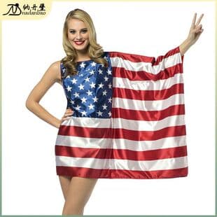 US Independence Day Flag Print Patriotic Costume Adult Men Women Performance Outfit Street Carnival Dress Up