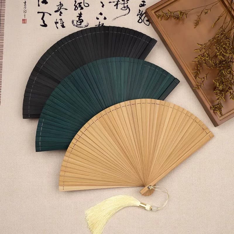 Full bamboo fan Chinese fan carved hollow fan ancient fan men and women folding fan dance fan bamboo