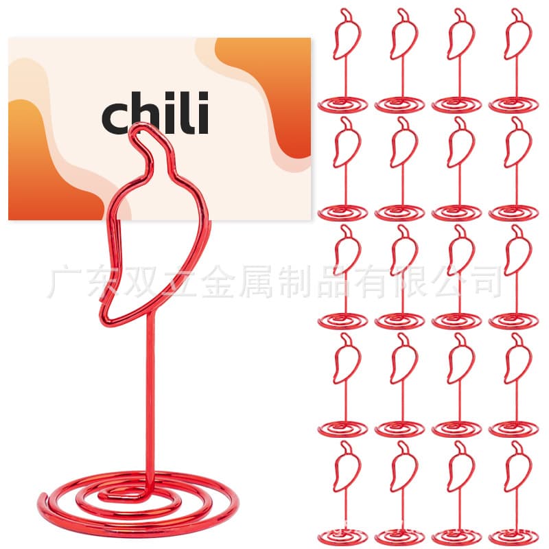 Amazon Bestseller Red Chili Note Clip, Desktop Card Clip Ornament, Hotel Minimalist Metal Business Card Clip in Stock