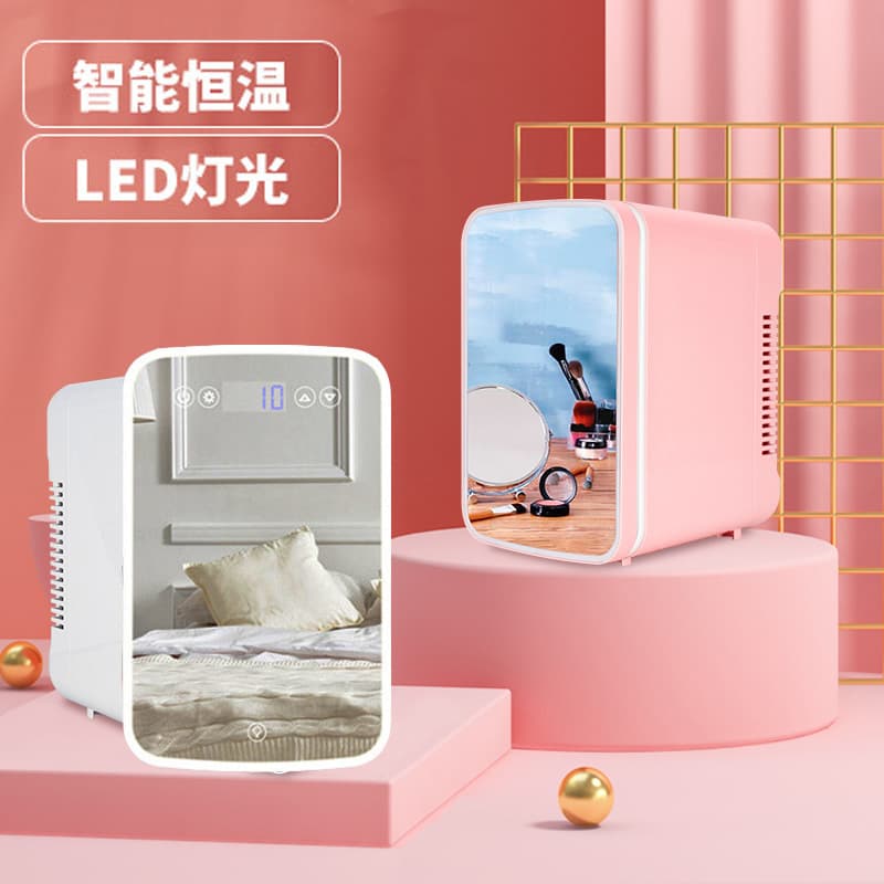 Cross-border Beauty Refrigerator with LED Touch Light Makeup Mirror Car Mini Fridge for Cosmetics Skincare Products Cooler Wholesale